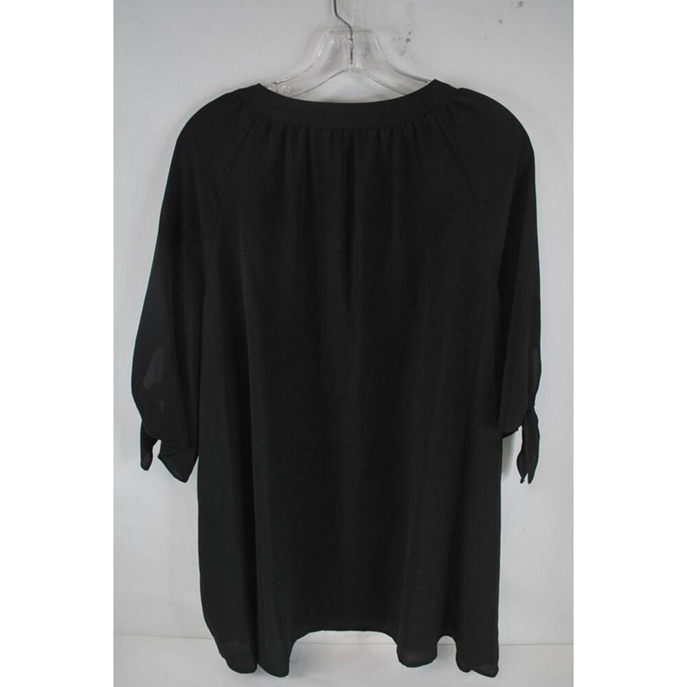 NWT Michael Kors Women's 3X Black V Neck Tie Sleeve Tunic Top List $84 - Picture 7 of 10